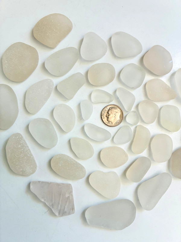 Lot of 36 Genuine Ocean Tumbled Sea Beach Glass PINKS YELLOWS GRAY PASTELS