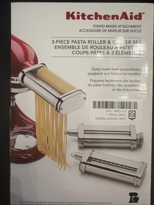 KitchenAid Stand Mixer Attachment 3-Piece Pasta Roller Cutter Set KSMPRA New - Image 1 of 4