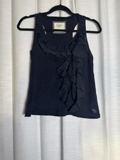 Abercrombie Fitch Navy Blue Layered Camisole Top Lace Trim Size M