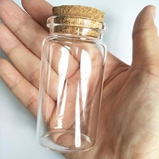6pcs 50ml Small Glass Bottles Vials Jars Glass with Cork Sper Stora