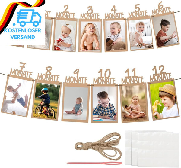 Foto Banner 1. Geburtstag (Khaki) FüR 1 Bis 12 Monate Baby Geburtstagsdeko HäNge-image