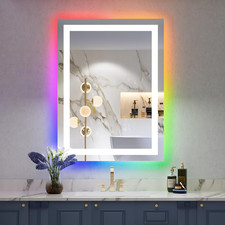 24X36 Inch RGB LED Bathroom Mirror Front Light and RGB Backlit Lighted Vanity Mi
