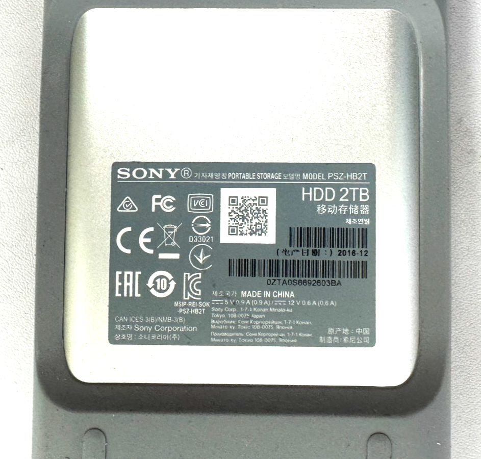 Sony PSZ-HB2T 2 TB External Hard Drive with USB 3