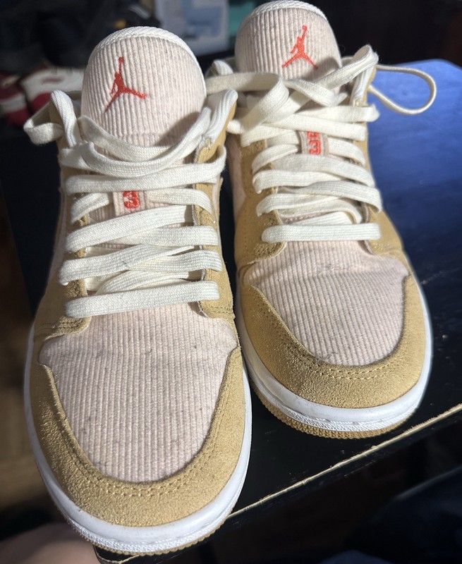 Nike Air Jordan 1 Low SE Twine Orange Quartz Corduroy Women's Sz 8.5 DH7820-700