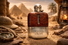 Victorian Antique Solid Sterling Silver Leather Glass Hip Flask English Damaged 