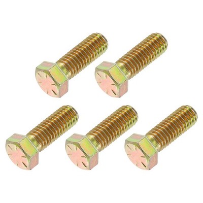 Hex Bolts (7/16-14x1-1/4'') 5 Pcs, Zinc Plated Fully Threaded, Yellow Green