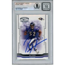 Ray Lewis Autographed 2005 Donruss Throwback #13 Trading Card Beckett 52988