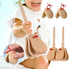 4x Clap Board Wooden Finger Castanets Set Coordination Development Musical