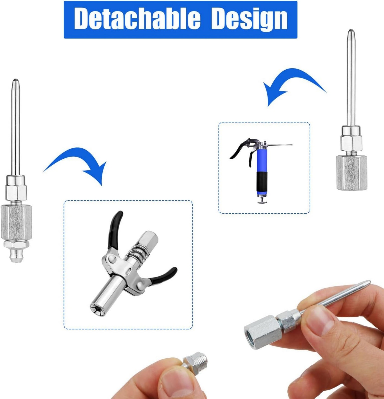 Carbon Steel Grease Gun Accessory Set 4-Piece Leak-Free 1/8"NPT Auto Repair US