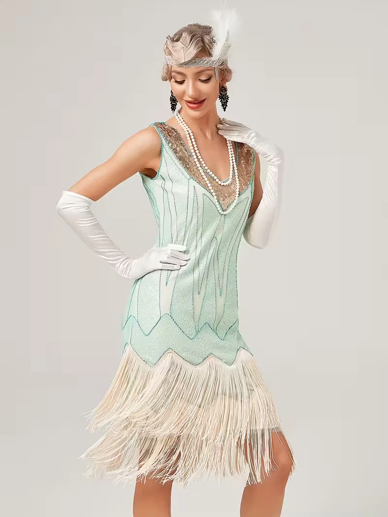 slim fit dress slacks 1920s Beaded Rhinestone Cream Silk Birdcage Cut-Out Fringe Flapper Dre