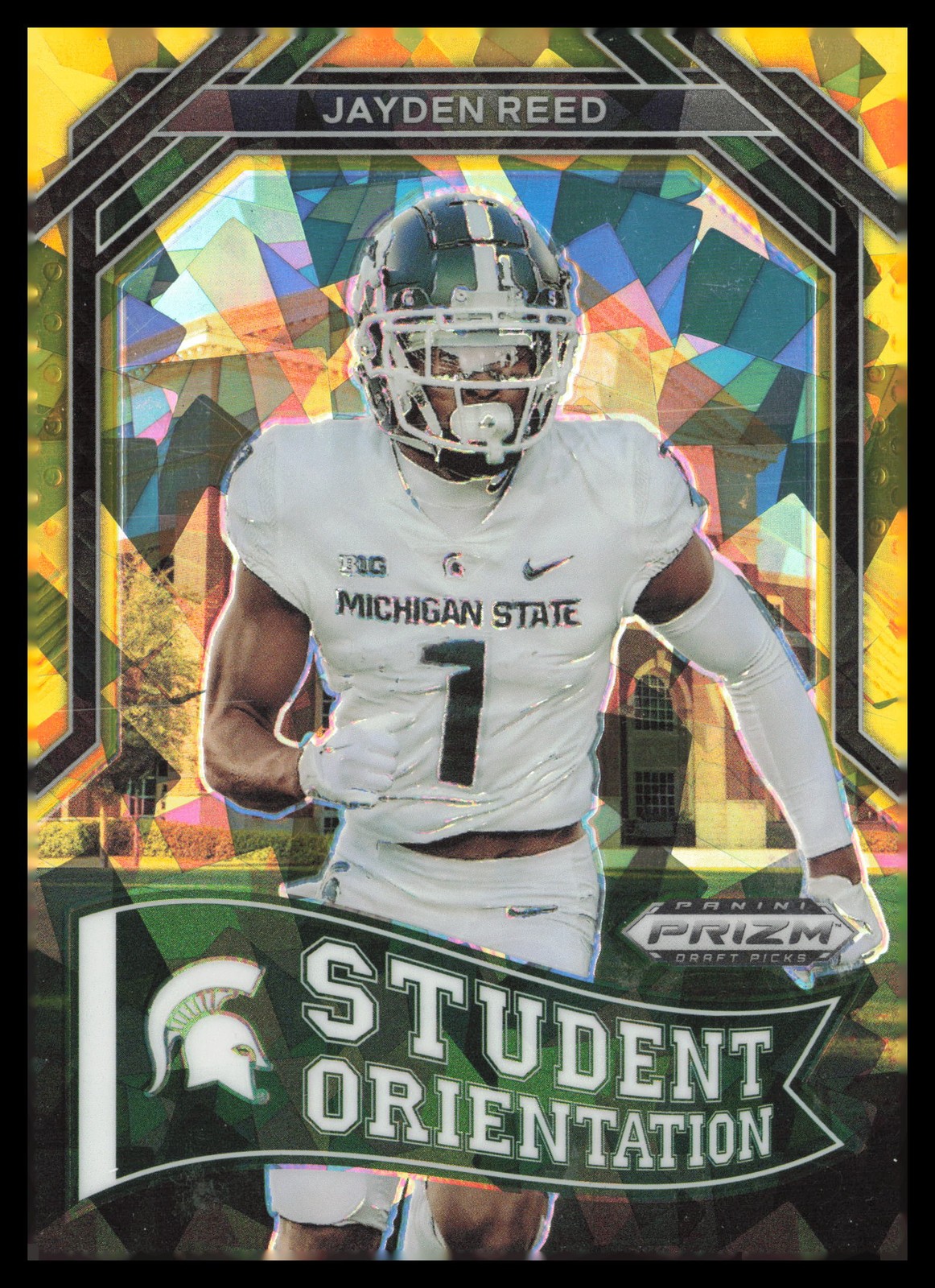 Jayden Reed Panini Prizm Draft Picks Student Orientation #SO19 Gold Ice