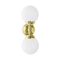 Wandleuchte Messing Glas H: 36 Cm 2-Flammig E14 Wandlampe Badezimmer Spiegel
