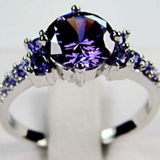 2.1ct Simulated Purple Amethyst Engagement Ring 14k White Gold Plated Solitaire