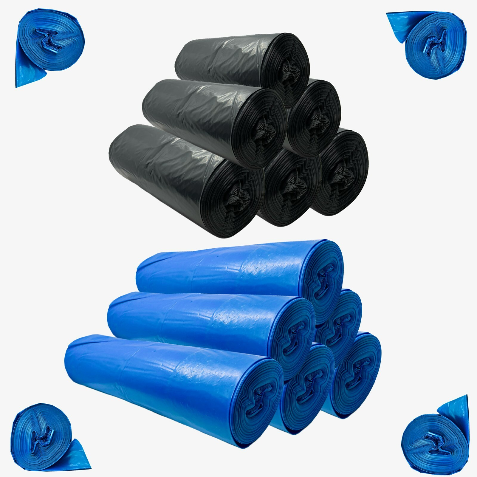 Müllsäcke 120L reißfest extra stark 35 my Müllbeutel Abfallbeutel blau, schwarz