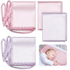 Hosuly 2 Pcs Satin Bassinet Sheet Baby Hair Soft one size, Pink and Purple