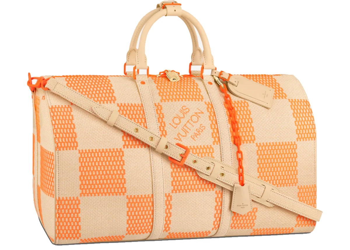 Louis Vuitton Natural and Orange Raffia, Beige Keepall 50