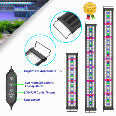 24 36 48inch Aquarium Light Fish Tank Timer Full Spectrum 5 Color Day/Night Mode