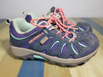 Merrell Chameleon Kids Blue Purple Waterproof Lace up Hiking Shoes