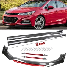 Body Front Bumper Lip For Chevrolet Cruze+78.7"Side Skirt Extention Spoiler