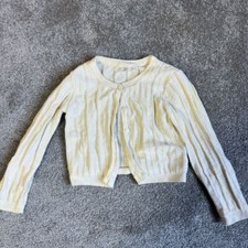 GAP Girls Cream Cable Knit Cardigan Sweater Classic Button-Up 3Y
