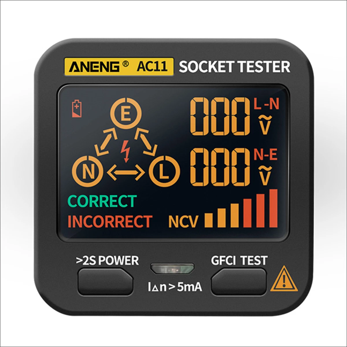 ANENG AC11 Socket Tester Electric Leakage LCD Display Ground Wire