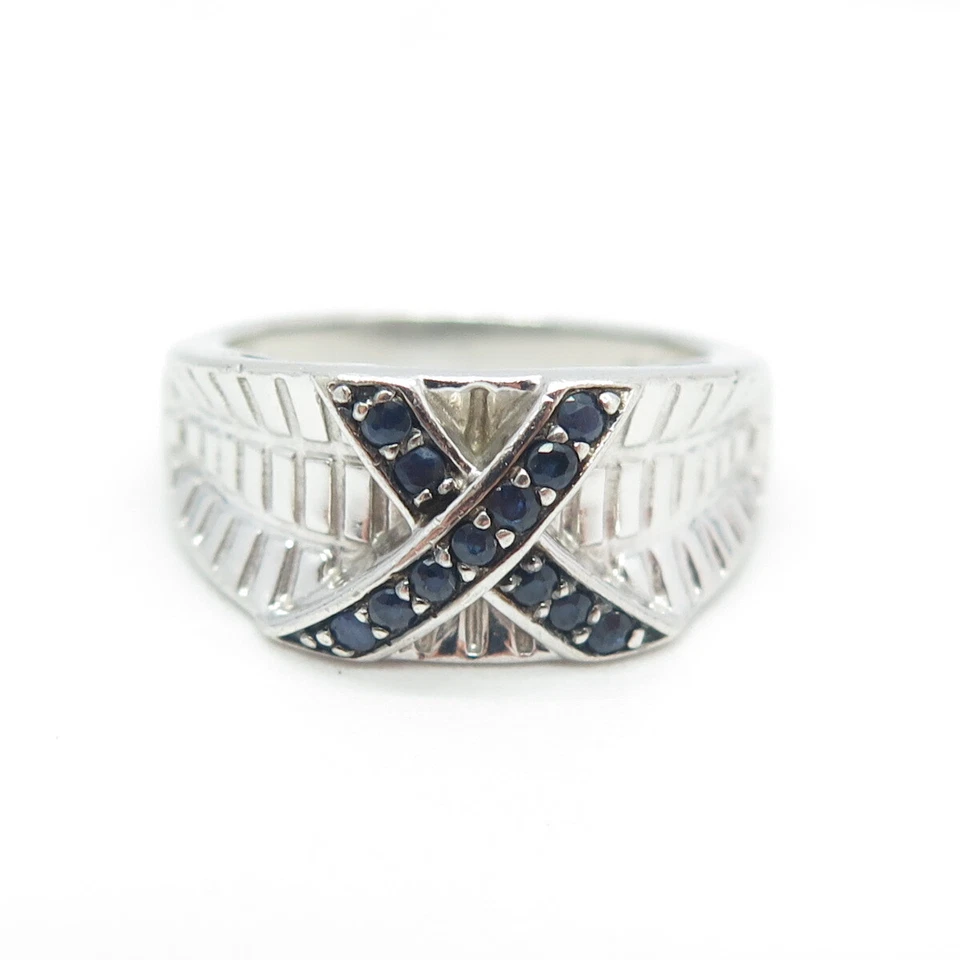 Anillo PHILLIP GAVRIEL 925 Plata de Ley Zafiro Real "X" Talla 8 Foto 3 de 4