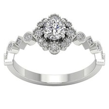 Halo Engagement Solitaire Lab Grown Diamond Ring VS F 0.85 Carat 14K White Gold