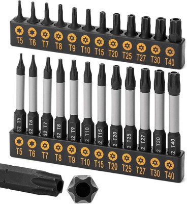 Bates- Torx Bit Set, 24 Pcs, T5-T40, Tamper Resistant Torx Set, Torx Security Bi