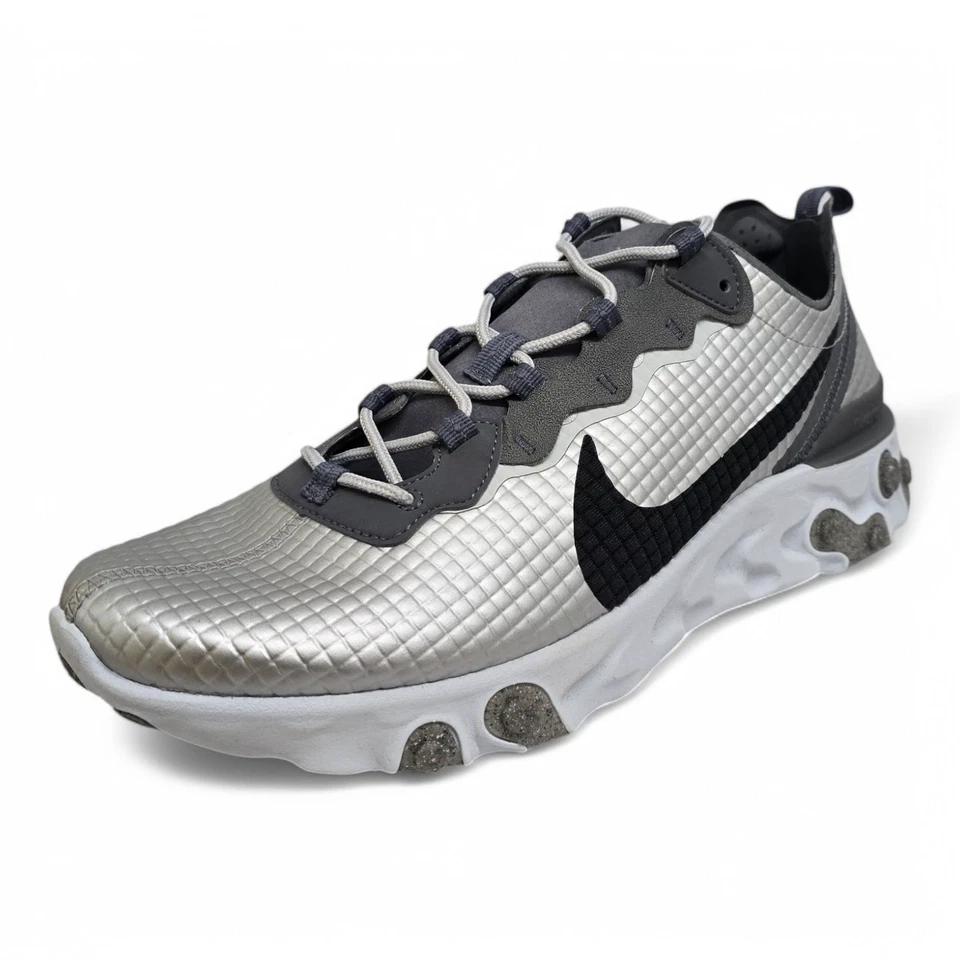 Nike React Element 55 Quilted Grid White Trainers (CI3835 001) - Image 2 of 4