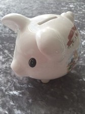 Vintage PECOWARE Ceramic Bunnies Baby Piggy Bank Small Mini Collectible 4 x4