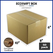 50 10x8x6 "EcoSwift" Brand Cardboard Box Packing Mailing Shipping Corrugated