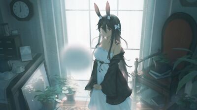 Anime girls artwork bunny girl dress room standing ears Playmat Gaming Mat Desk