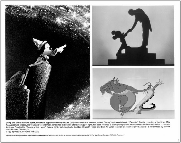 FANTASIA 50TH ANNIVERSARY - 1990 - DISNEY - 4 Original 8x10 Glossy