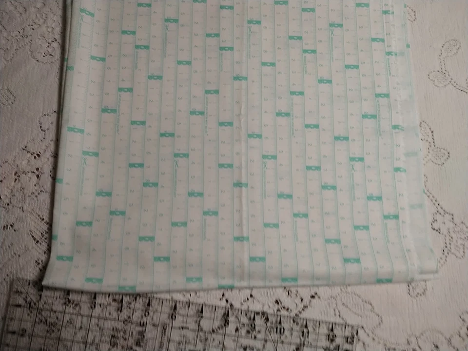 Little Snippets by Bonnie & Camille Moda Aqua Tape Measures Measure Twice 18x29 - Image 3 of 4