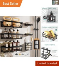 Elegant 6-Pack Stainless Steel Shower Caddy Set - Rustproof  Tool-Free Install