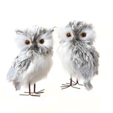 Furry Gray Owls Ornaments
