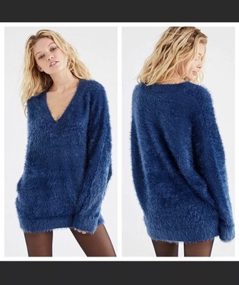 blue fuzzy sweater