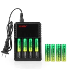 8x SkyWolfEye 14500 Battery 1200mAh Li-ion 3.7V Rechargeable + 4 Slot Charger US