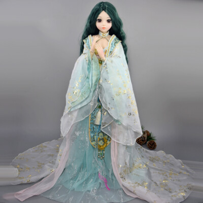 60cm BJD Puppe Augen Make-up Grünes Haar Alte Kleidung DIY Spielzeug Geschenk