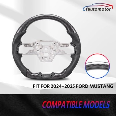 Real Carbon Fiber Steering Wheel Black for Ford Mustang EcoBoost GT 2024-2025