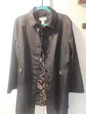 Preston & York Black Paisley Rain Trench Coat...