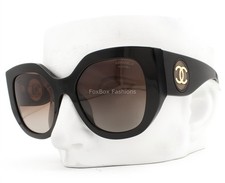 Chanel Sunglasses Polished Black Gold CC Brown Polarized ch5550A 786/S9 w/case