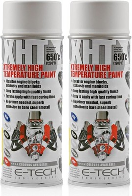 2 x Weiß E-TECH XHT Hochtemperatur Sprühlack 650°C Hitzebeständig 400ml