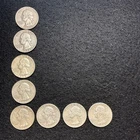 Lot of 8 Silver Washington Quarters – 90% Silver – 1955 1958 1959 1961 1964