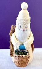 Midwest Importers Cannon Falls Canvas Fabric Mache Christmas Santa 7”
