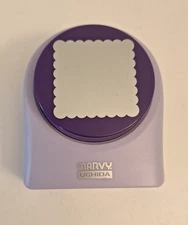 Marvy Uchida 2” Scalloped Square Lever Type Paper Hole Punch Scrapbook Crafting 