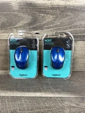 NEW (2-PK) Logitech M317 Blue Wireless USB Optical Mouse UNIFY Receiver