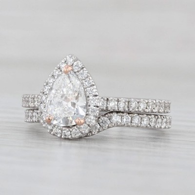 Neil Lane Diamond Pear Halo Engagement Ring Wedding Band Bridal