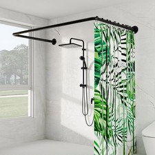 U Shaped Shower Curtain Rod, Both Sides: 23"-52", Middle: 31"-46.5" Adjusta...