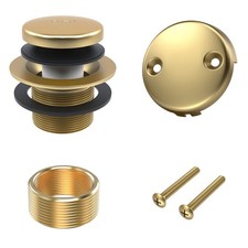 All Metal Tip-Toe Bathtub Drain Kit with Two-Hole Overflow Faceplate and Univers